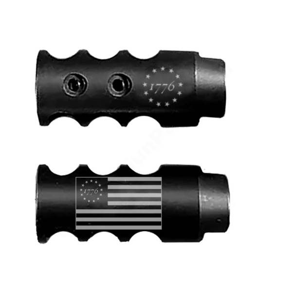 .223/5.56/.22LR Competition Muzzle Brake 1/2x28 TPI - 1776 Flag