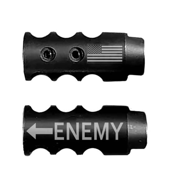 .223/5.56/.22LR Competition Muzzle Brake 1/2x28 TPI - Enemy Arrow US Flag