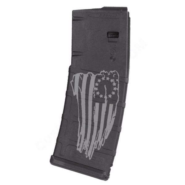 AR15 Magazine Magpul Pmag 30rd laser engraved - 1776 waving flag