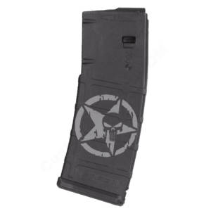 AR15 Magazine Magpul Pmag 30rd laser engraved - Punisher skull star