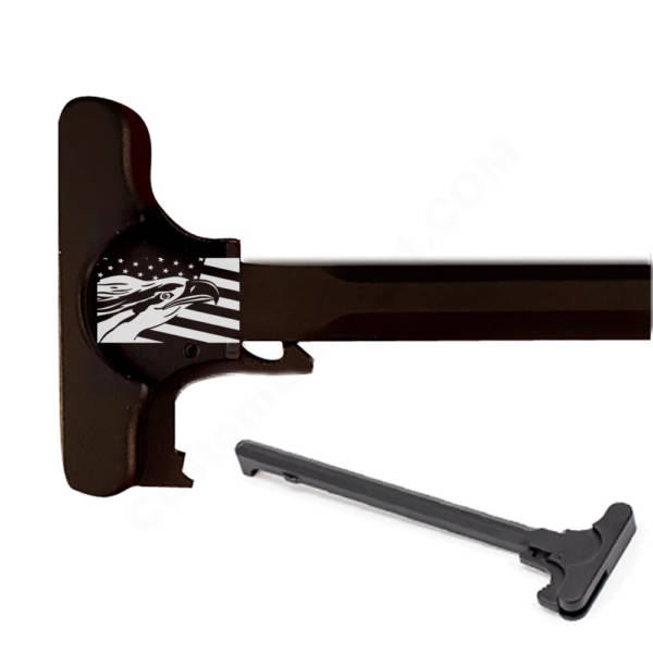 AR-15 Laser Engraved Charging Handle - Eagle flag