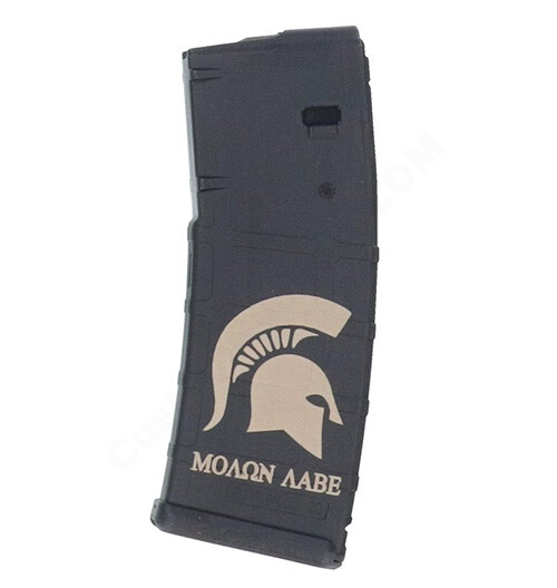 AR15 Magazine Magpul Pmag 30rd laser engraved - Molon Labe Helmet