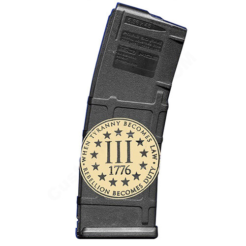 AR15 Magazine Magpul Pmag 30rd laser engraved - Three percenter 1776