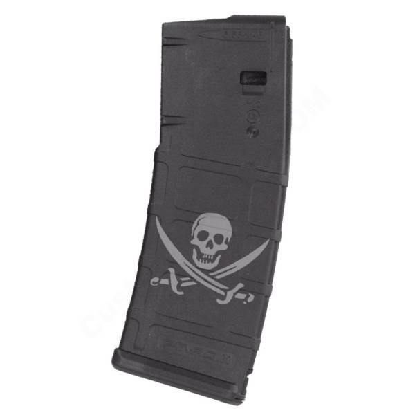 AR15 Magazine Magpul Pmag 30rd laser engraved - Pirate flag