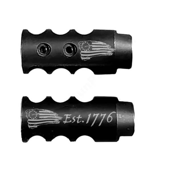 .223/5.56/.22LR Competition Muzzle Brake 1/2x28 TPI - 1776 Waving flag