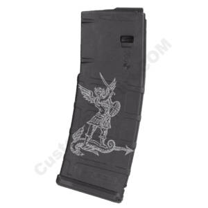 AR15 Magazine Magpul Pmag 30rd laser engraved - Saint Michael the Archangel