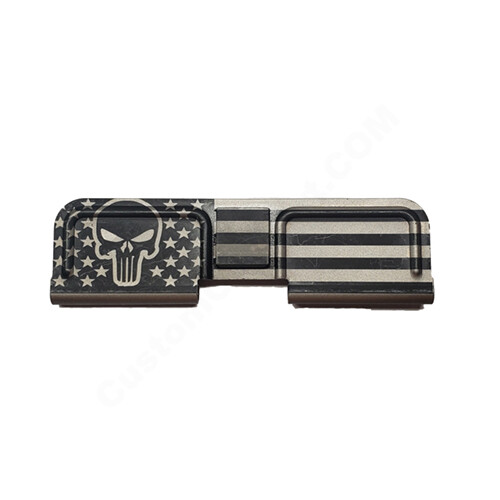 AR-15 Ejection Port Laser Engraved - Punisher skull US Flag