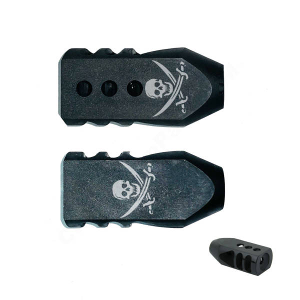 .223/5.56/.22LR Tanker Muzzle Brake 1/2x28 TPI - Pirate flag