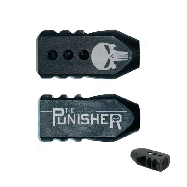 .223/5.56/.22LR Tanker Muzzle Brake 1/2x28 TPI - the Punisher Skull